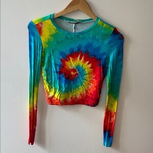 Alice and olivia tie-Dye Long Sleeve Crop Top - Multicolor